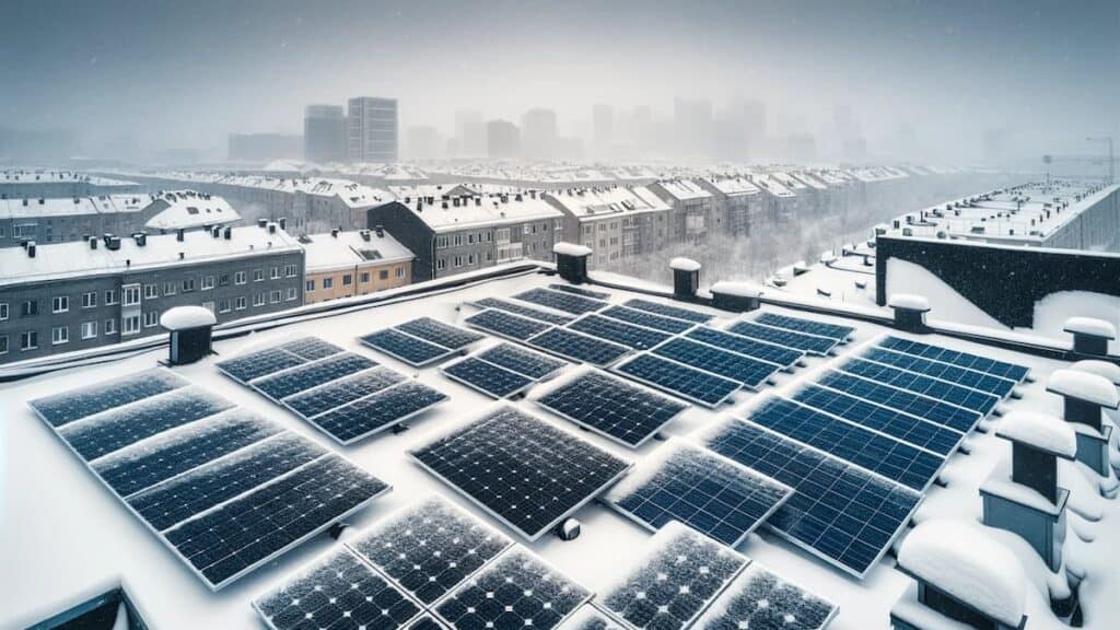 sneeuw op zonnepanelen in de winter